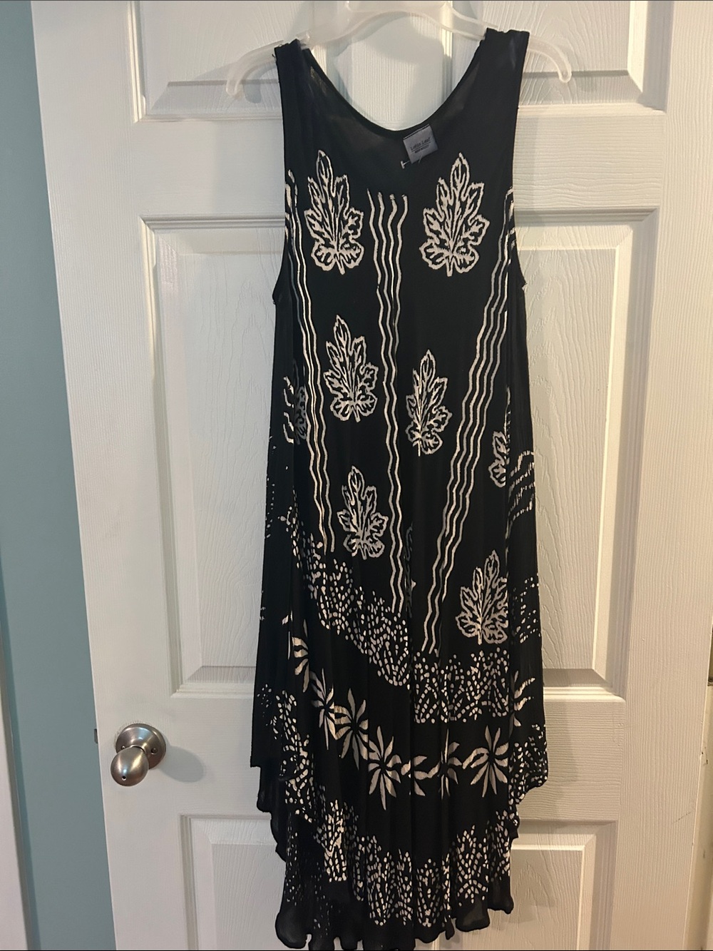 Asymmetrical Black & White Printed Women's Dress - Picture 1 of 2